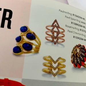 Stella & Dot Ring Trio Pave Chevron, Spear,Pauline